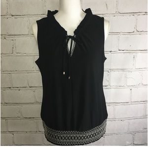 EUC WHBM Sz M black cool knit w/ banded bottom top.